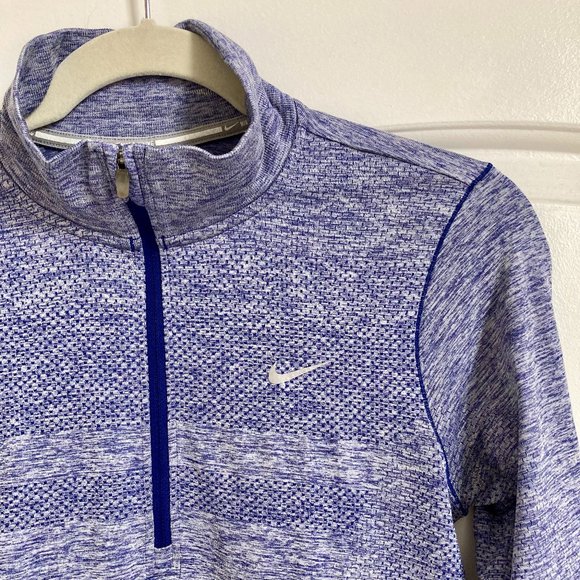 Nike Dri Fit Knit Half Zip running pullover in "Royal Blue Heather" S - Picture 8 of 9